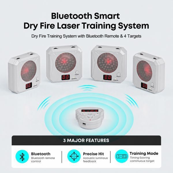 Комплект електронних мішеней для лазерних тренувань &mdash; 4 мішені та Bluetooth-пульт C000045 фото